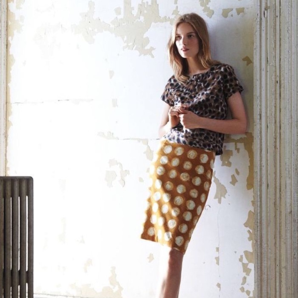 Anthropologie Maeve Corded Dots Pencil Skirt